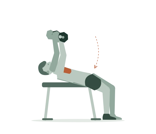 Dumbbell bench press: Houd de gewichten boven je borst