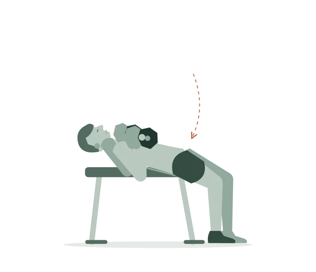 Dumbbell bench press: Zak met beide armen