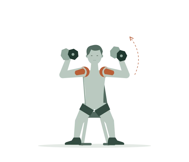 Dumbbell shoulder press: Houd de gewichten klaar