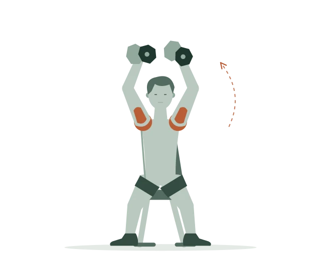 Dumbbell shoulder press: Druk boven je hoofd