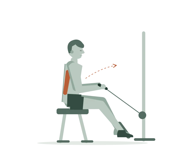 Seated cable row: Strek je armen