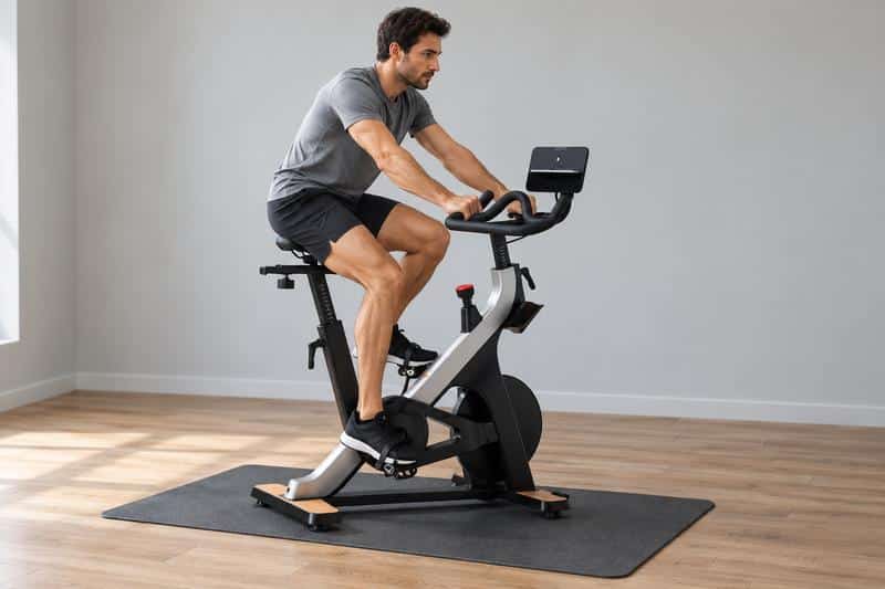 Man fietst op de Domyos Training Bike 900