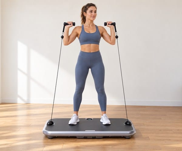 Volwassene doet een schouderoefening op de Flow Fitness DSG200i