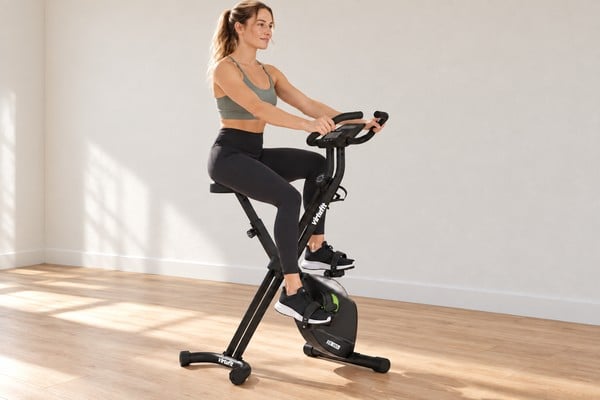 Volwassene fietst op de VirtuFit XB100i hometrainer