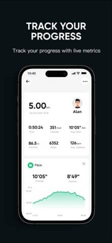FitShow app met een overzicht van trainingsvoortgang